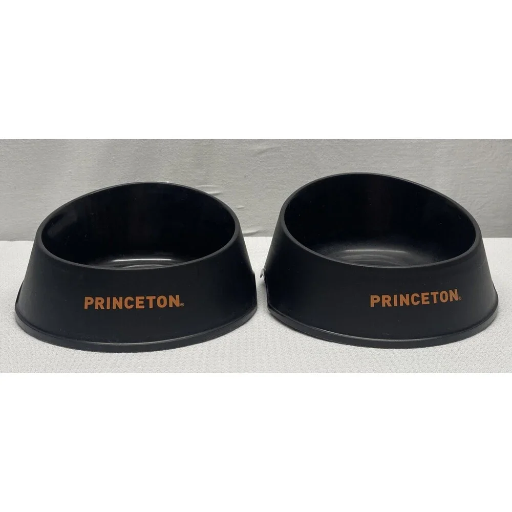 Princeton University Dog Bowls Set of 2 Pet Food Water Plastic Orange Black EUC